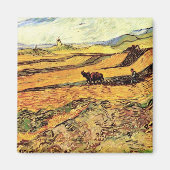 Veld met Plowman en Mill van Vincent van Gogh Magneet (Voorkant)