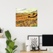 Veld met Plowman en Mill van Vincent van Gogh Poster (Thuiskantoor)