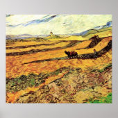Veld met Plowman en Mill van Vincent van Gogh Poster (Voorkant)