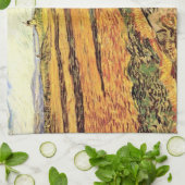 Veld met Plowman en Mill van Vincent van Gogh Theedoek (Gevouwen)