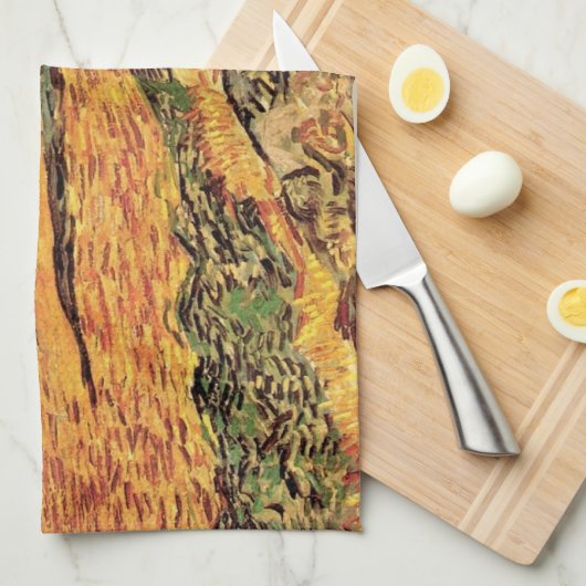 Veld met Plowman en Mill van Vincent van Gogh Theedoek (Quarter Fold)