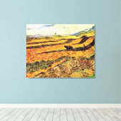 Veld met Plowman en Mill Vincent van Gogh Canvas Afdruk (Insitu (Houten vloer))