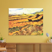 Veld met Plowman en Mill Vincent van Gogh Canvas Afdruk (Insitu (Woonkamer))