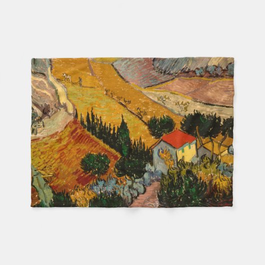 Veld met Plowman van Van Gogh Fleece Blanket (Voorkant (Horizontaal))