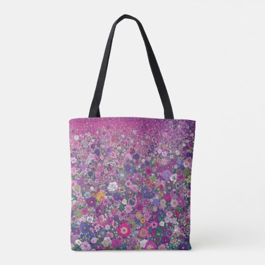 Veld met roze en paarse wilde bloemen tote bag (Achterkant)