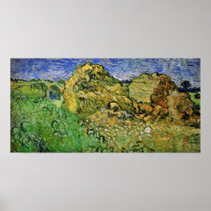 Veld met tarwestapels door Vincent van Gogh Poster