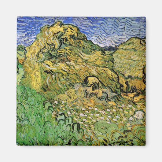 Veld met tarwestapels van Vincent van Gogh Magneet (Voorkant)