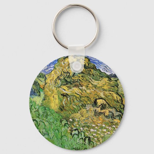 Veld met tarwestapels van Vincent van Gogh Sleutelhanger (Voorkant)