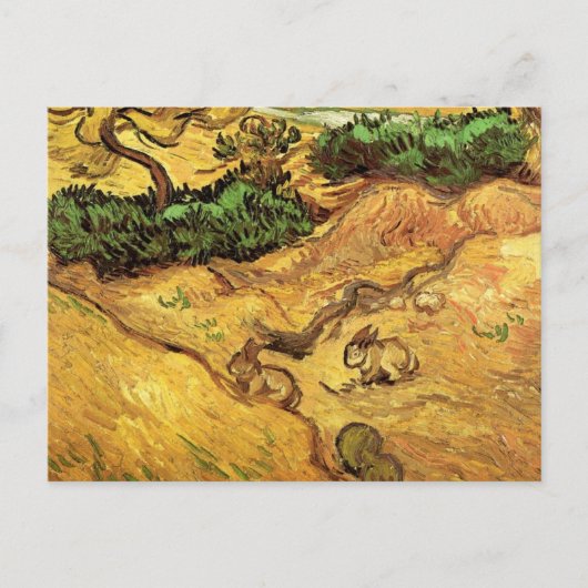 Veld met twee konijnen door Vincent van Gogh Briefkaart (Voorkant)