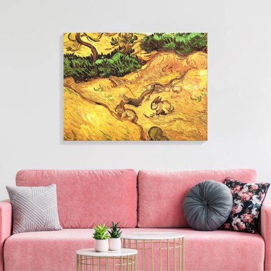 Veld met twee konijnen door Vincent van Gogh Canvas Afdruk (Insitu (Woonkamer))