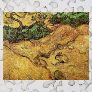 Veld met twee konijnen door Vincent van Gogh Legpuzzel