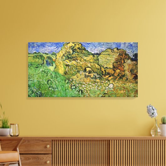 Veld met Wheat Stacks van Vincent van Gogh Canvas Afdruk (Insitu (Woonkamer))