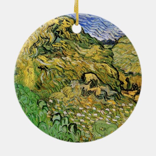 Veld met Wheat Stacks van Vincent van Gogh Keramisch Ornament (Achterkant)