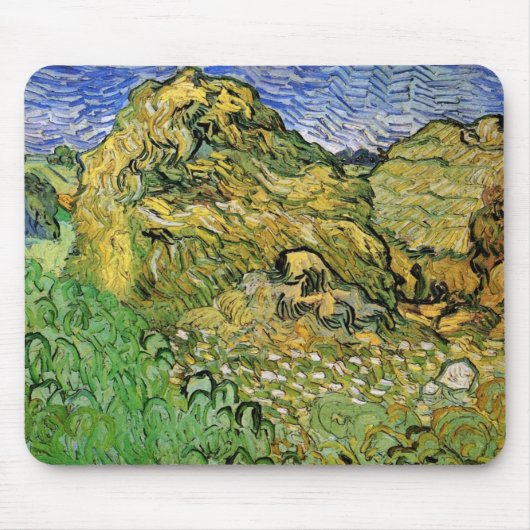 Veld met Wheat Stacks van Vincent van Gogh Muismat (Voorkant)
