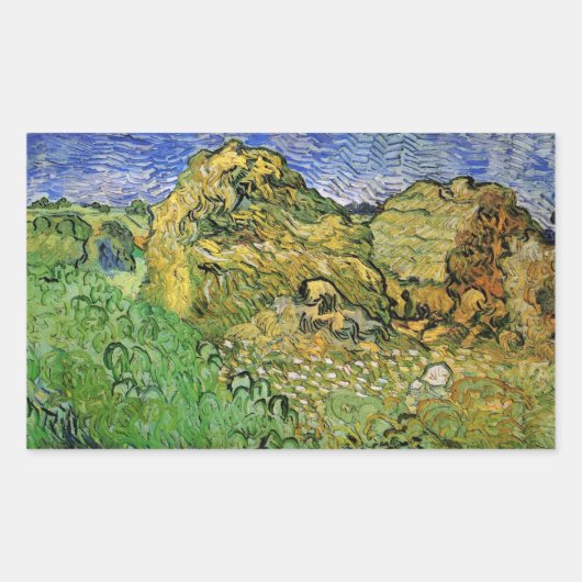 Veld met Wheat Stacks van Vincent van Gogh Rechthoekige Sticker (Voorkant)