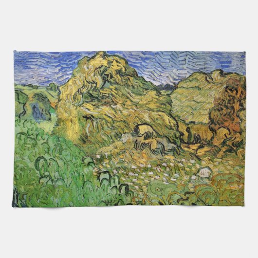 Veld met Wheat Stacks van Vincent van Gogh Theedoek (Horizontaal)