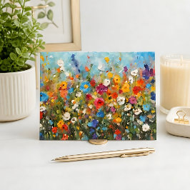 Veld met wilde bloemen briefkaart