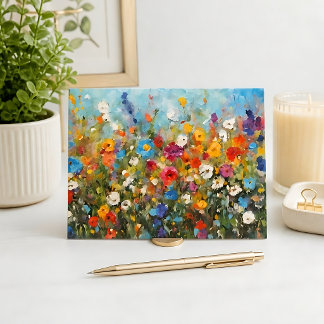 Veld met wilde bloemen briefkaart
