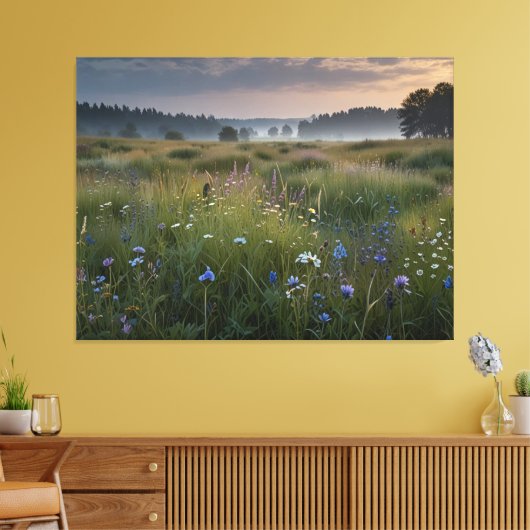 veld met wilde bloemen canvas afdruk (Insitu (Woonkamer))
