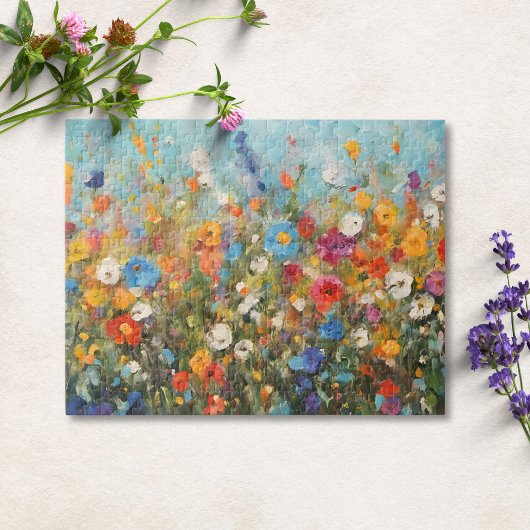 Veld met wilde bloemen legpuzzel