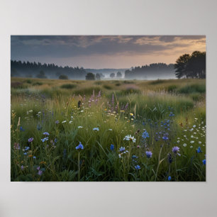 veld met wilde bloemen poster