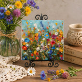 Veld met wilde bloemen tegeltje
