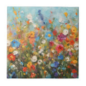 Veld met wilde bloemen tegeltje (Voorkant)