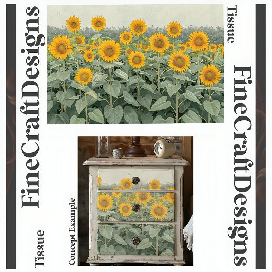 Veld met zonnebloemen decoupage links 153 tissuepapier