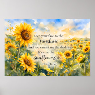 Veld met zonnebloemen – Waterverf Zonnebloem Poster