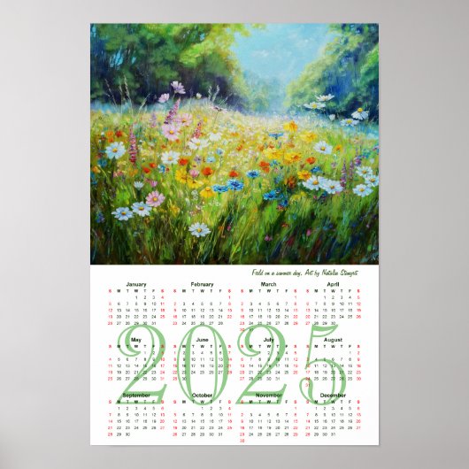 Veld op een zomerdag. Fine Art Kalender 2025 Poster (Voorkant)