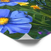 Veld van blauwe bloemen poster (Hoek)