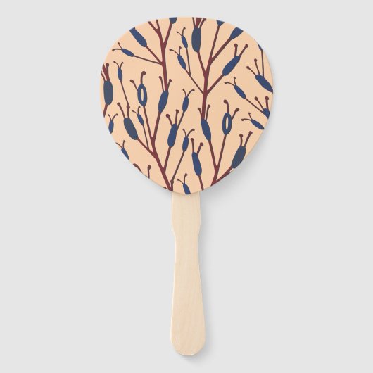 Veld van Cat Tails tegen een Perzik achtergrond Handwaaier (Achterkant)