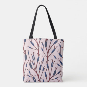 Veld van Cat Tails tegen een roze veld Tote Bag