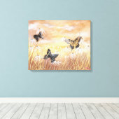 Veld van Coneflowers en Vlinders Canvas Afdruk (Insitu (Houten vloer))