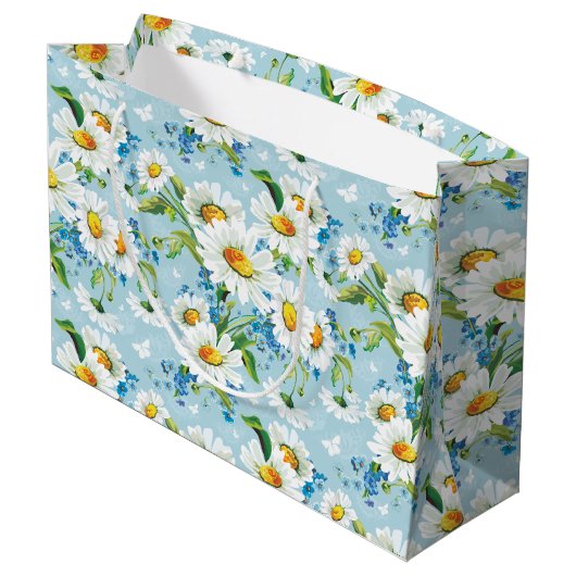 Veld van Daisies Gift Bag Large Cadeautasje (Achterkant Gekanteld)