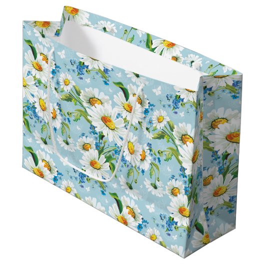 Veld van Daisies Gift Bag Large Cadeautasje (Voorkant Gekanteld)