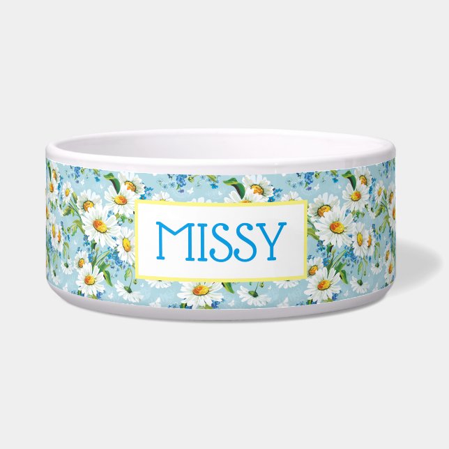 Veld van Daisies Pet Bowl Voerbakje (Voorkant)