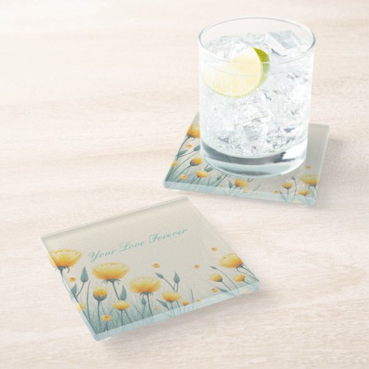 Veld van eindeloze liefde glazen onderzetter (Schuin)