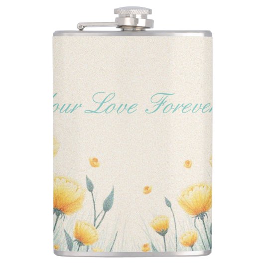 Veld van eindeloze liefde heupfles (Voorkant)
