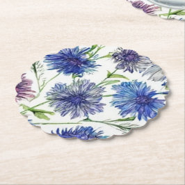 Veld van felle paarse korenbloemen, paarse, blauw  kartonnen onderzetters