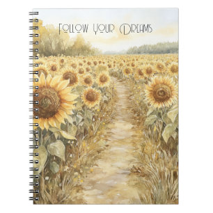 Veld van gele zonnebloemen notitieboek