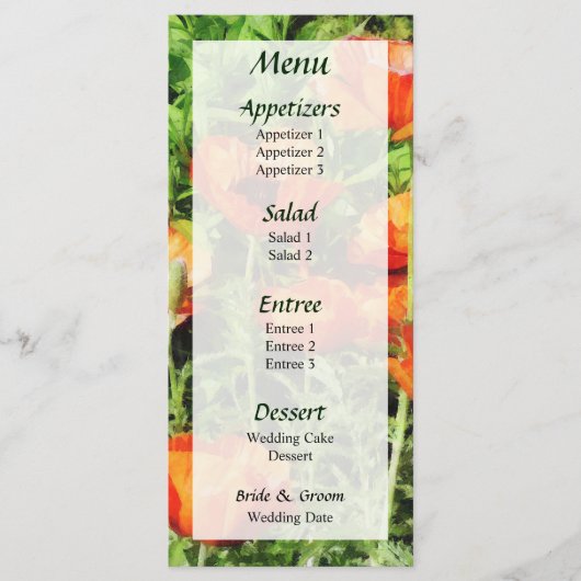 Veld van het menu Rode papavers... (Voorkant)