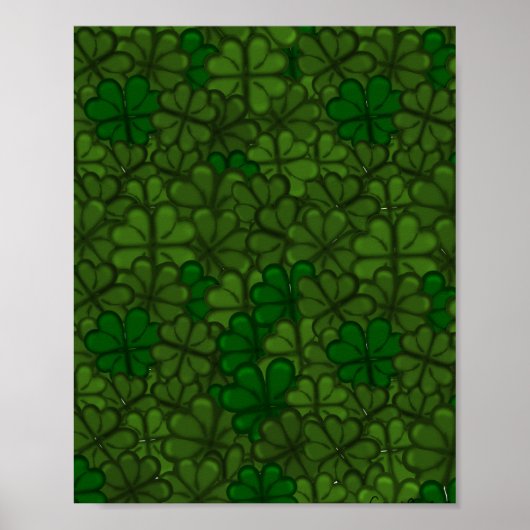 Veld van Klavertjes Digitaal Kunstpatroon St. Patr Poster (Voorkant)