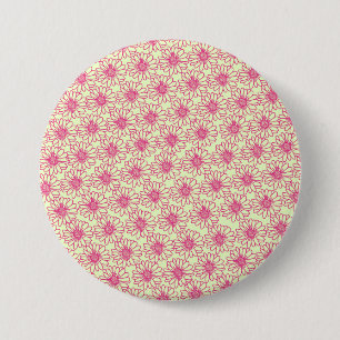 Veld van Madeliefjes Knop, Roze Bloemen Ronde Button 7,6 Cm