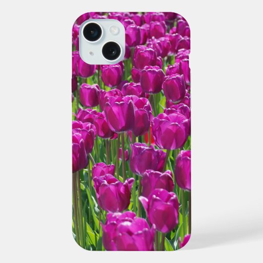 Veld van paarse tulpen iPhone hoesje (Achterkant)