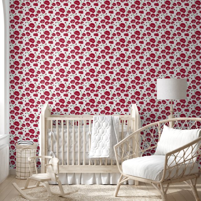 Veld van papavers rood behang (Kinderen)
