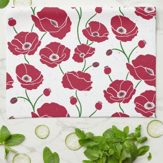 Veld van papavers rood theedoek (Gevouwen)