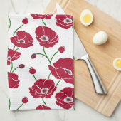 Veld van papavers rood theedoek (Quarter Fold)