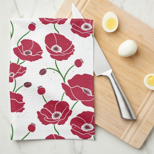 Veld van papavers rood theedoek (Quarter Fold)