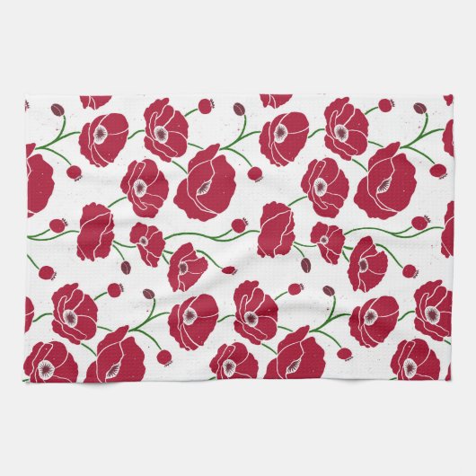 Veld van papavers rood theedoek (Horizontaal)